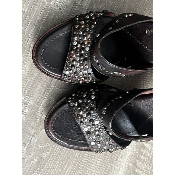 Frye Womens Joy Vintage Brown Beaded Open Toe Slip On Slide Sandals US 9.5 B - Picture 3 of 9